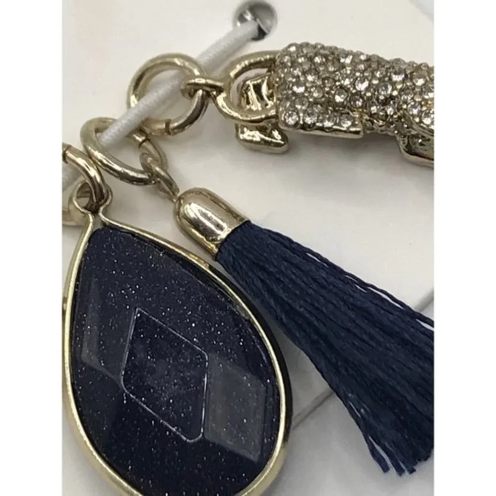 Ann Taylor Loft‎ Charms Tassel pave Black crystal Leopard NWT set of 4